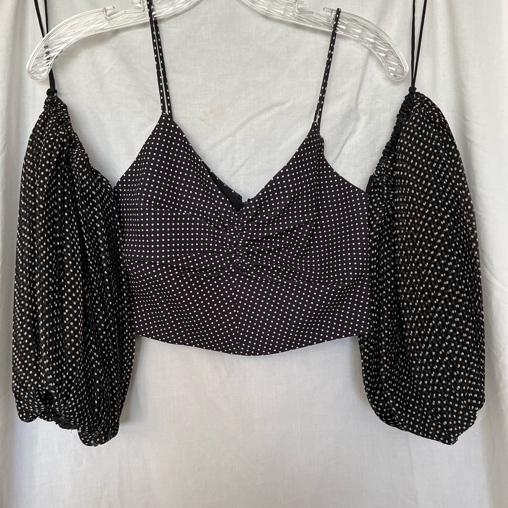 NWT alice and Olivia brown polka dot crop top